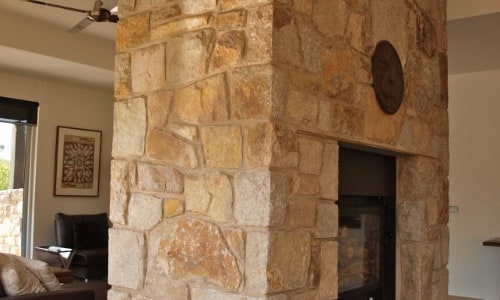 Custom Built Stone Fireplace 